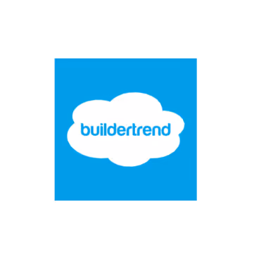 Buildertrend logo consisting of the word 'buildertrend' inside a white cloud on a blue background.