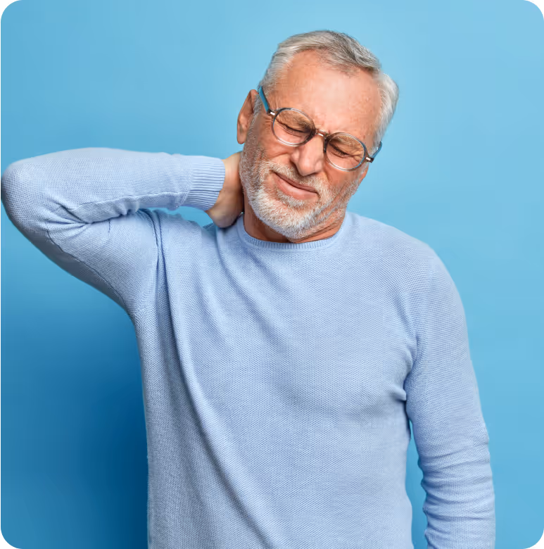 a person with his hand on his neck