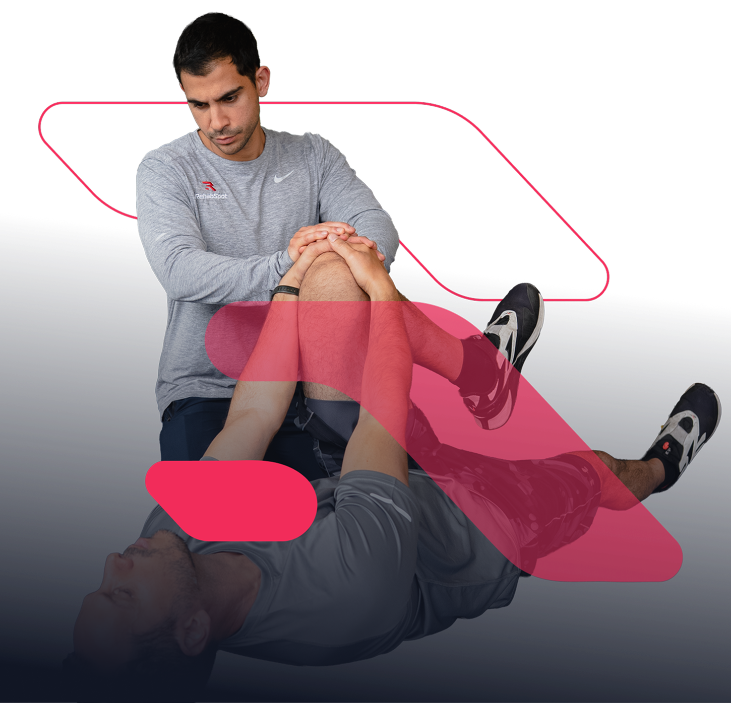 a person holding a person's knee