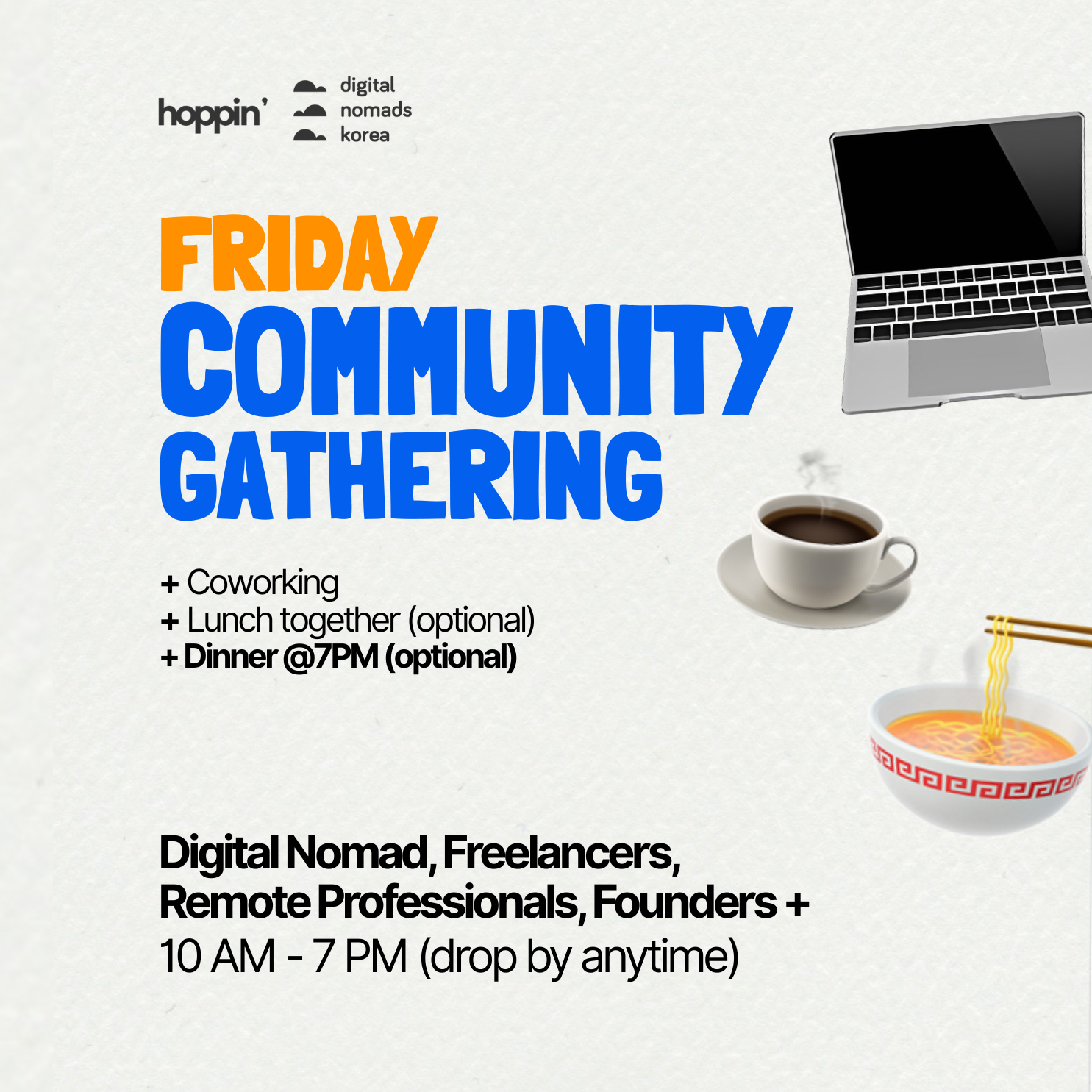 Community Dinner (EEL BBQ) & Coworking @ Hoppin House | 디지털노마드 코워킹 & 디너 💻 event cover
