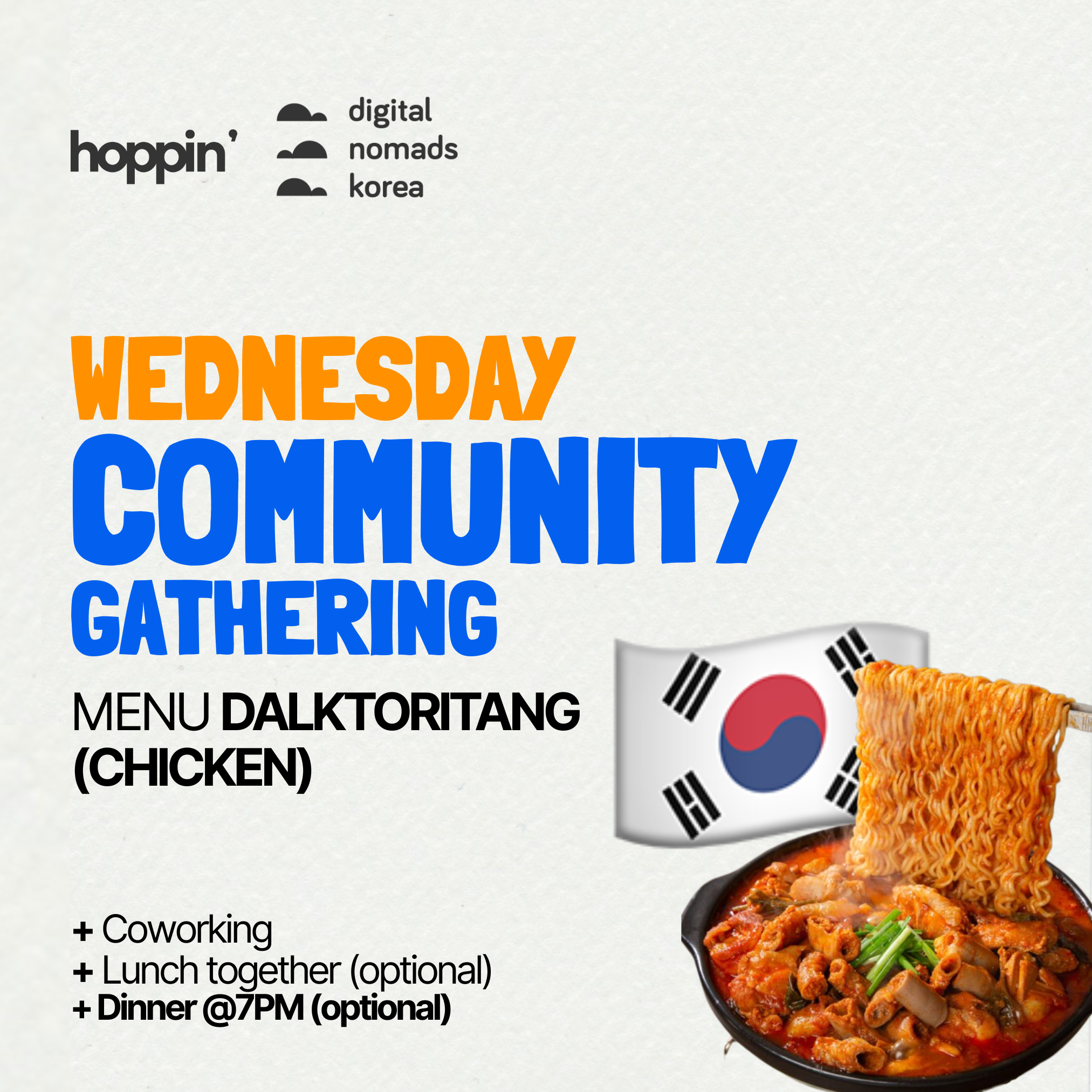 Community Dinner (DAKTORITANG) & Coworking @ Hoppin House | 디지털노마드 코워킹 & 디너 💻 event cover