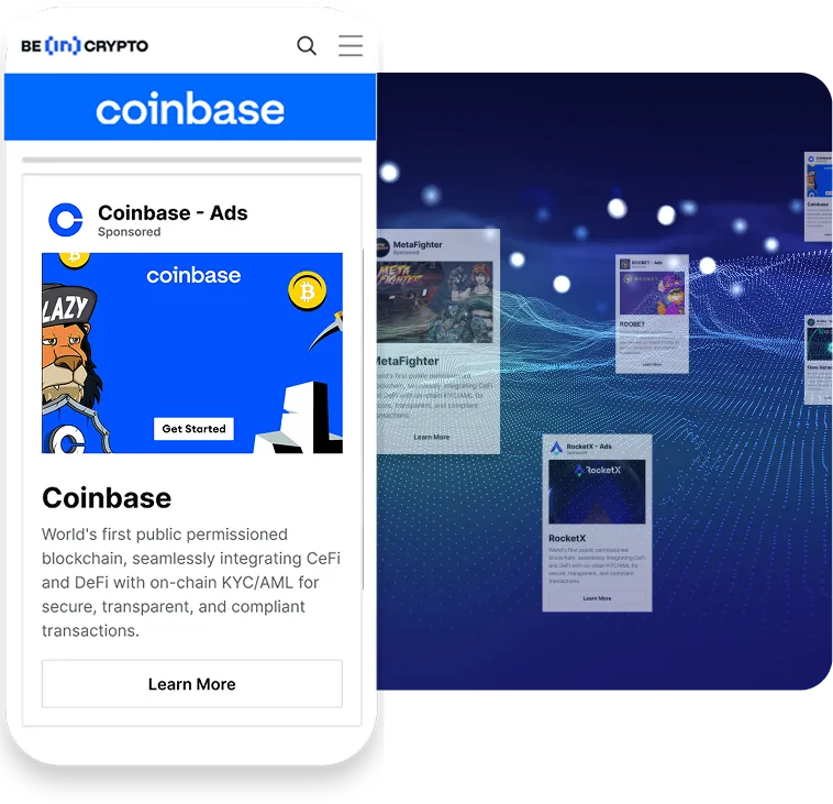 An example of an ad campaign ran through Blockchain-Ads and displaying on BeInCrypto