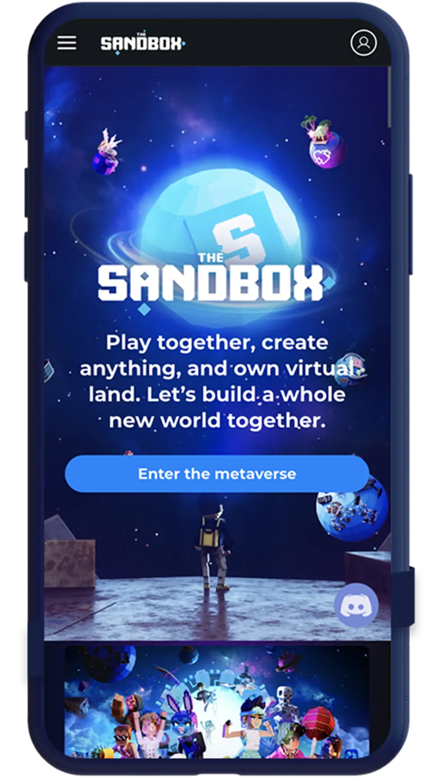Sandbox home screen showing advertisers ability to target gaming guilds