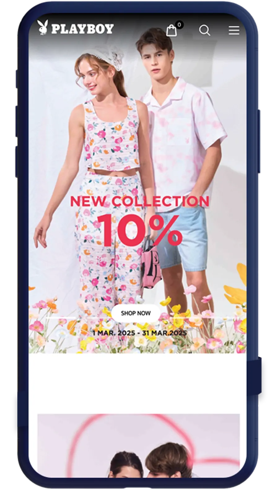 Playboy mobile screen featuring a promotional banner for a new collection, used to represent Blockchain‑Ads’ ability to target VIP users seeking exclusive or limited‑access adult content.
