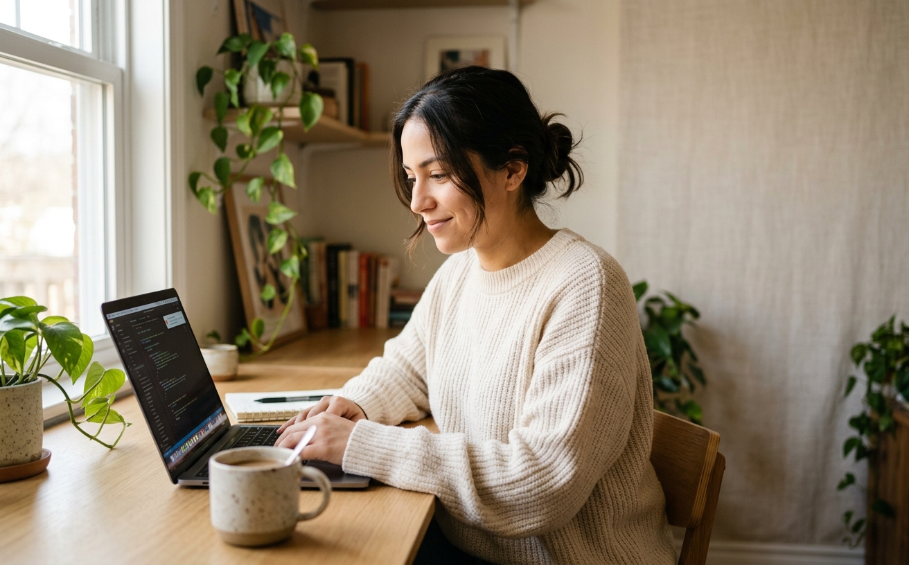 Blockchain-Ads partner checking their earnings at their laptop