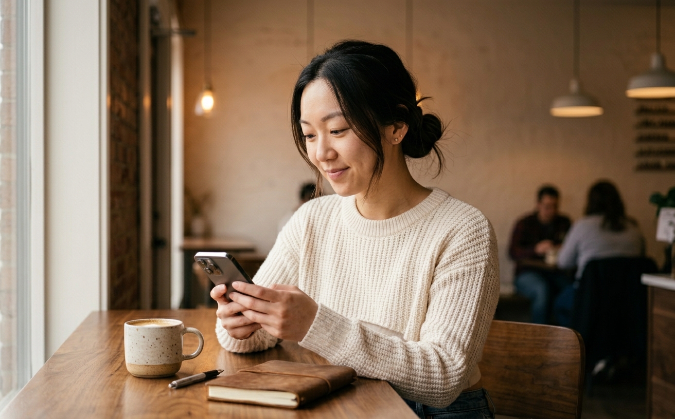 Affiliate working from a cafe