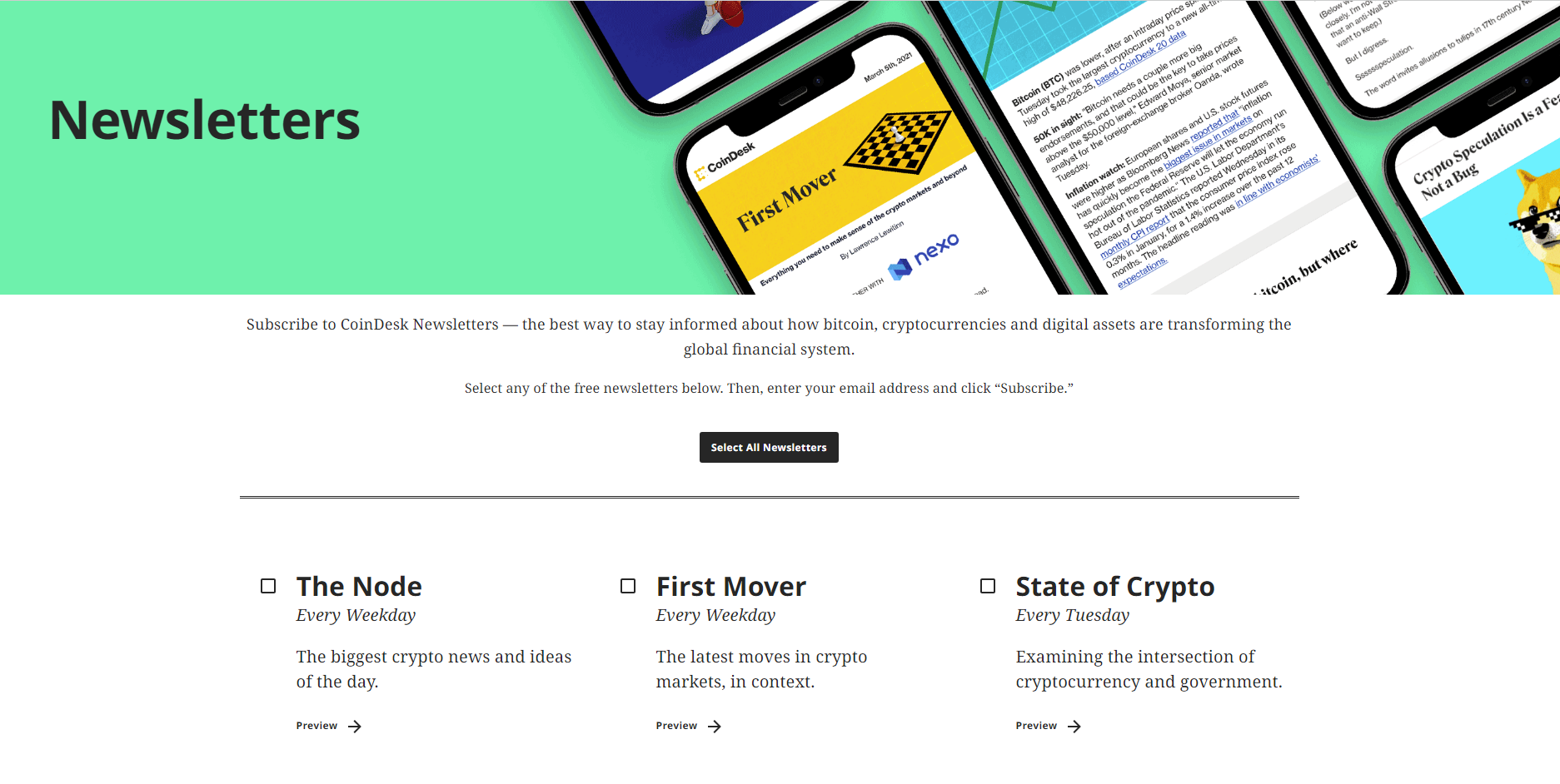 The Node by Coindesk newsletter