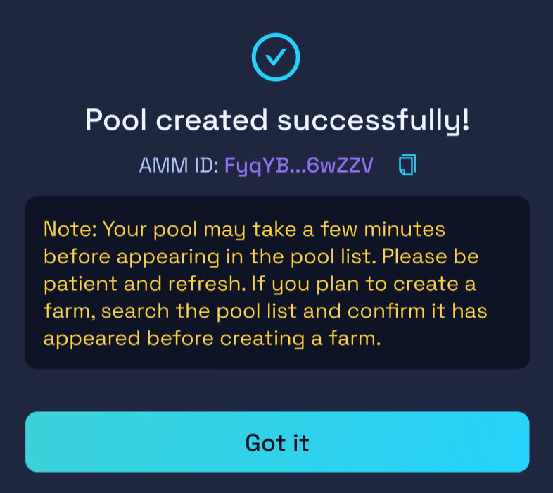 Erfolgreiches Erstellen und Finalisieren eines Pools auf Raydium