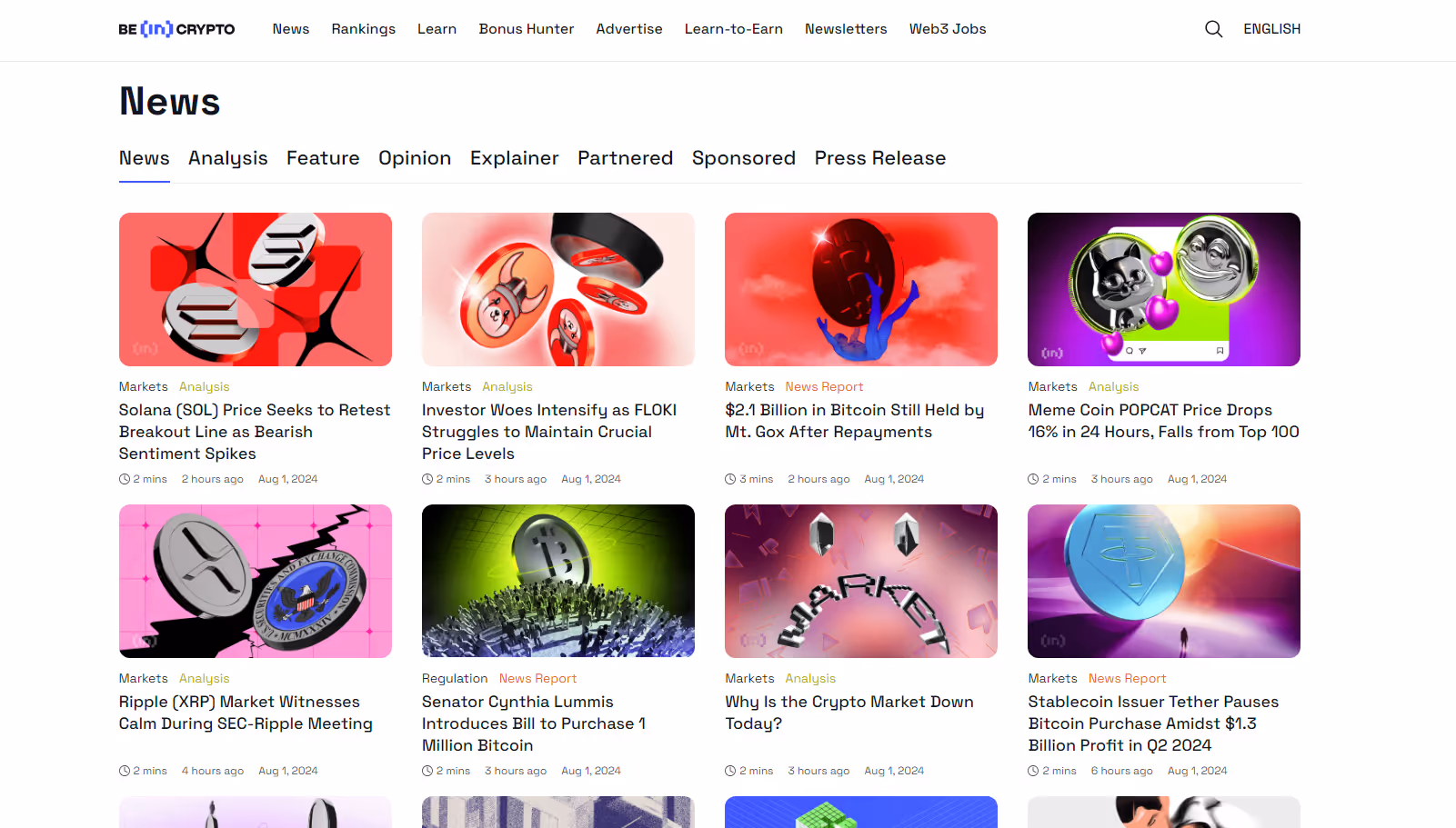 BeInCrypto - fifth best crypto news site