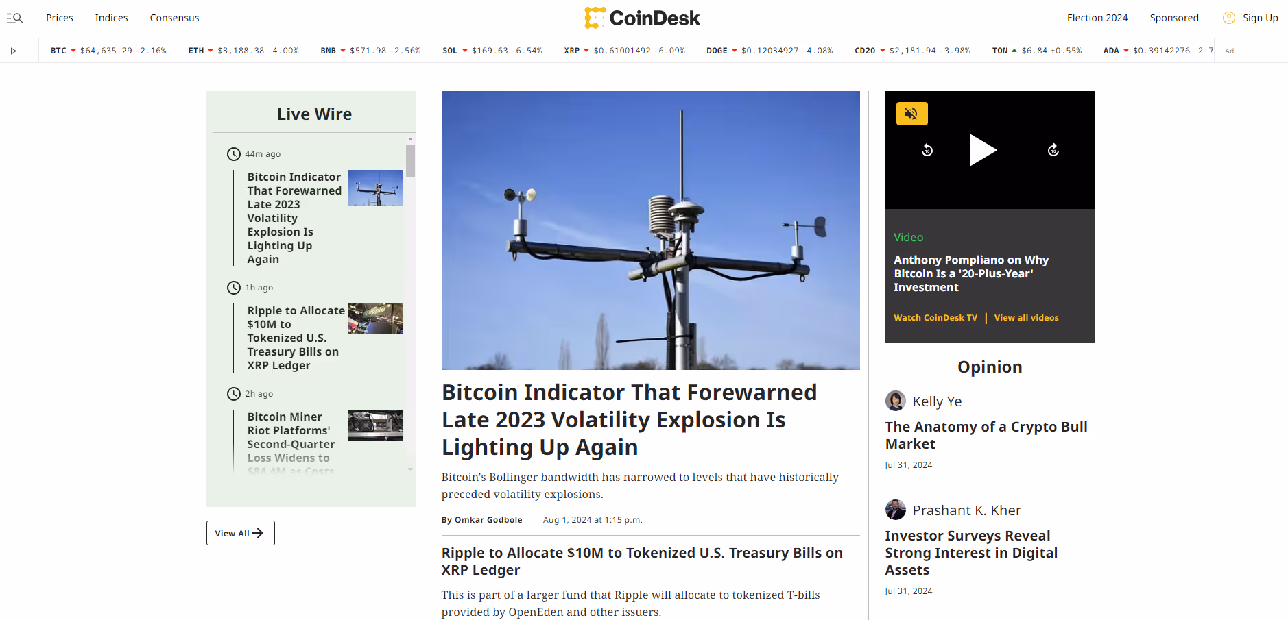CoinDesk - second best crypto news website
