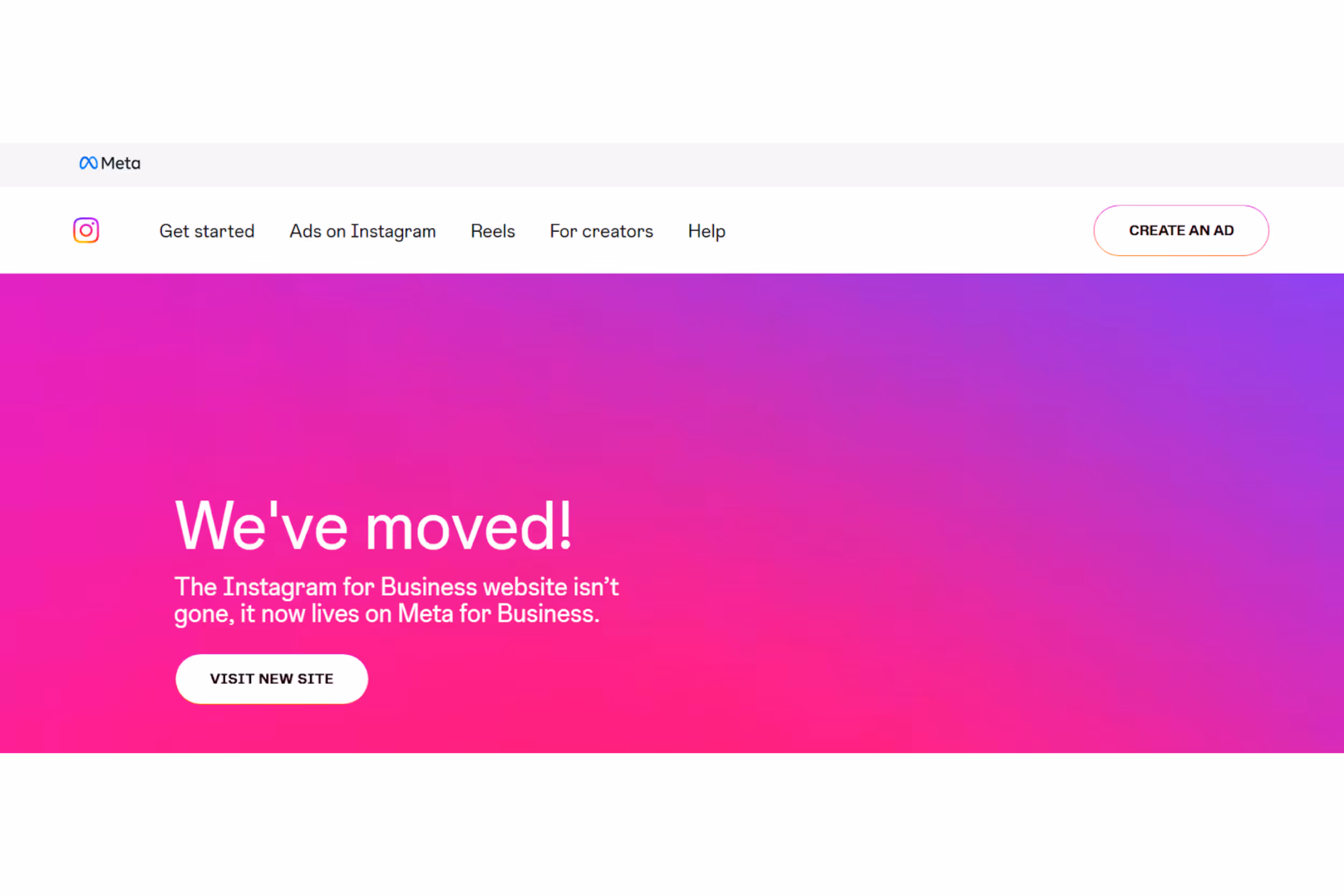 a screenshot of meta or instagram ads home page