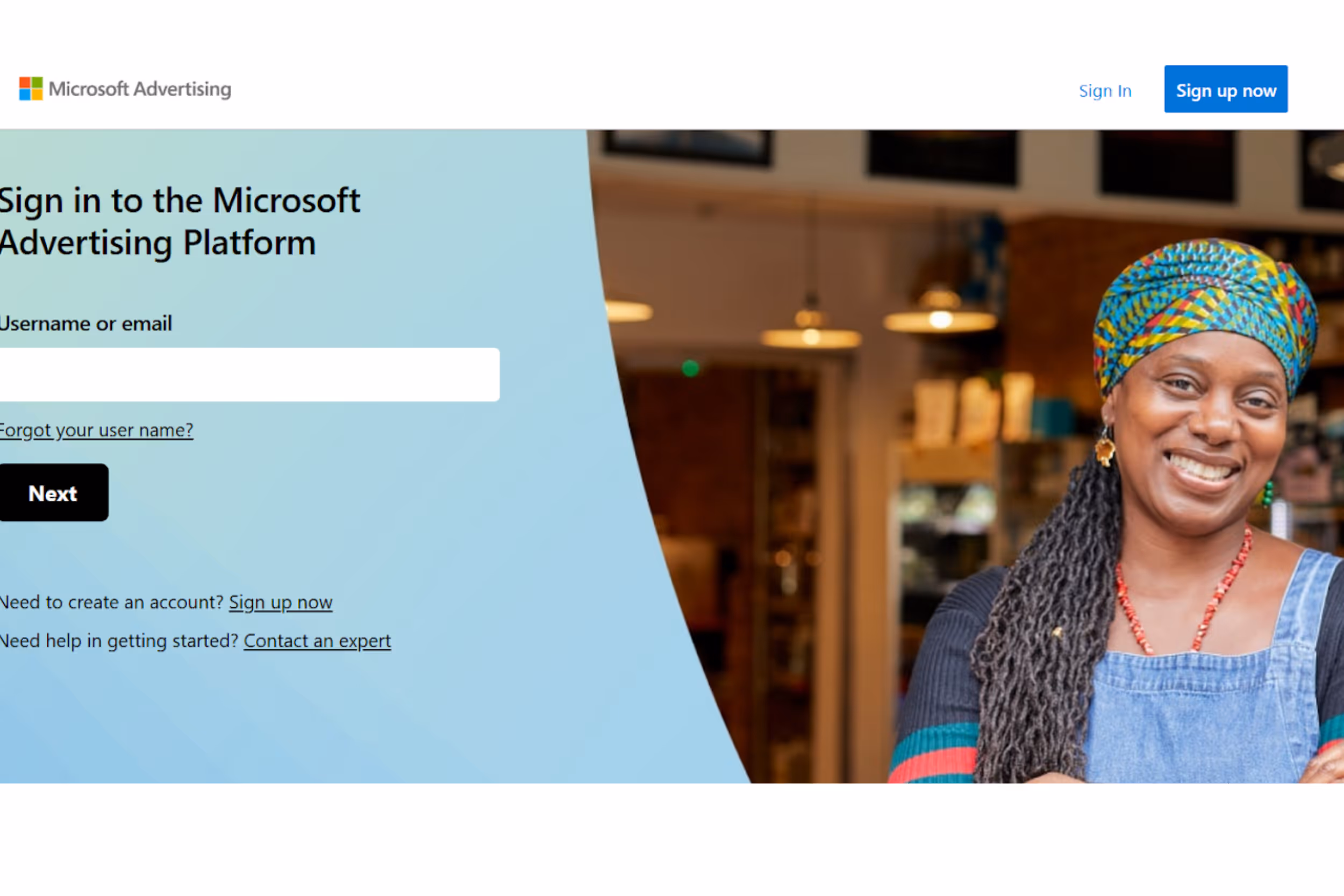 a screenshot of microsoft advertising home page