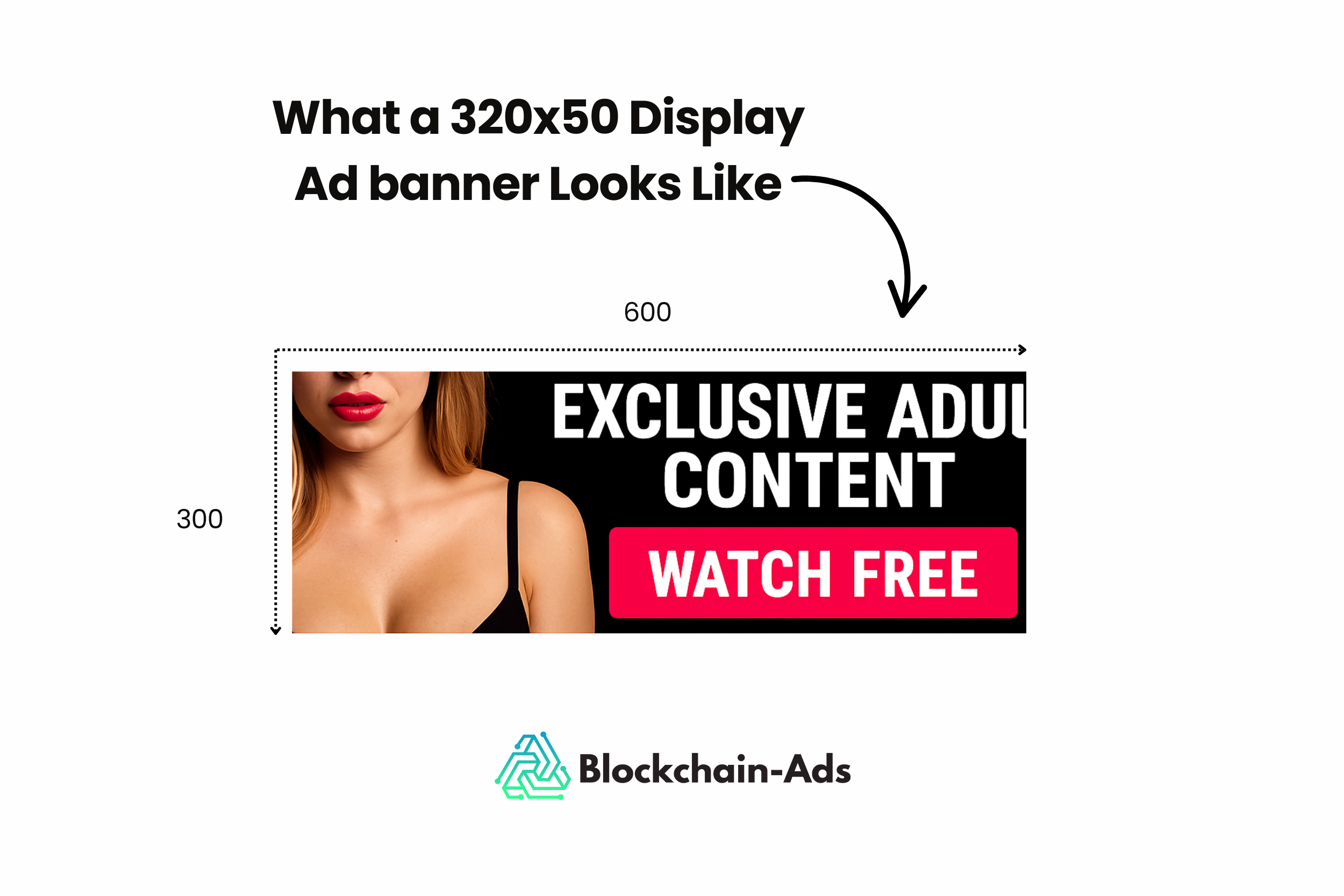 uma ilustração de como fica um tamanho de anúncio display de 320 por 50
