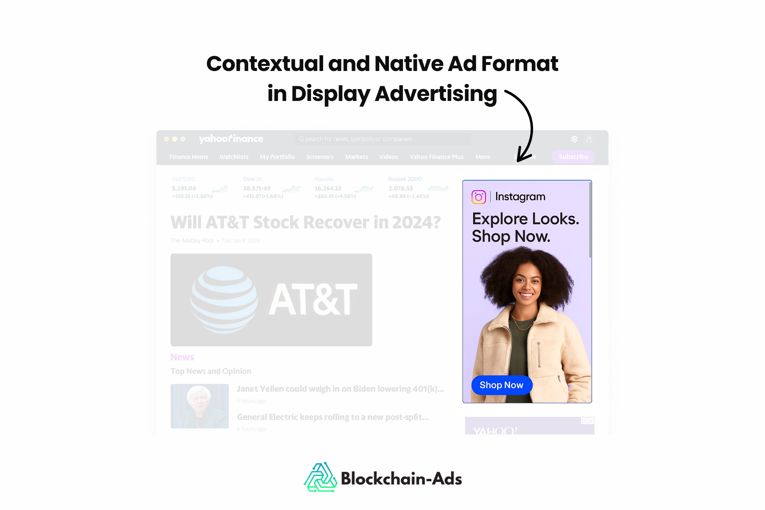 uma ilustração do formato de anúncio contextual e nativo na publicidade display