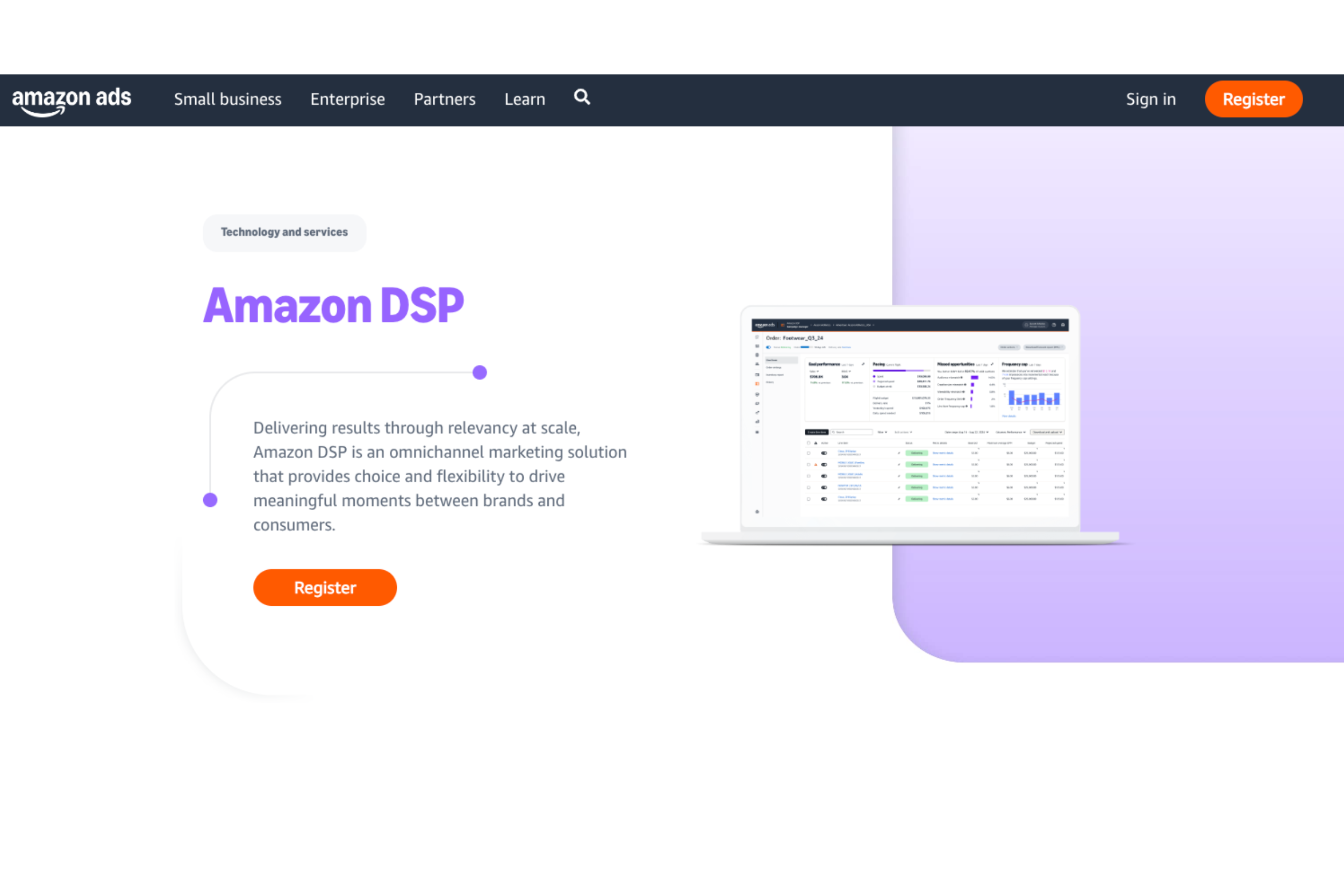screenshot do site Amazon DSP