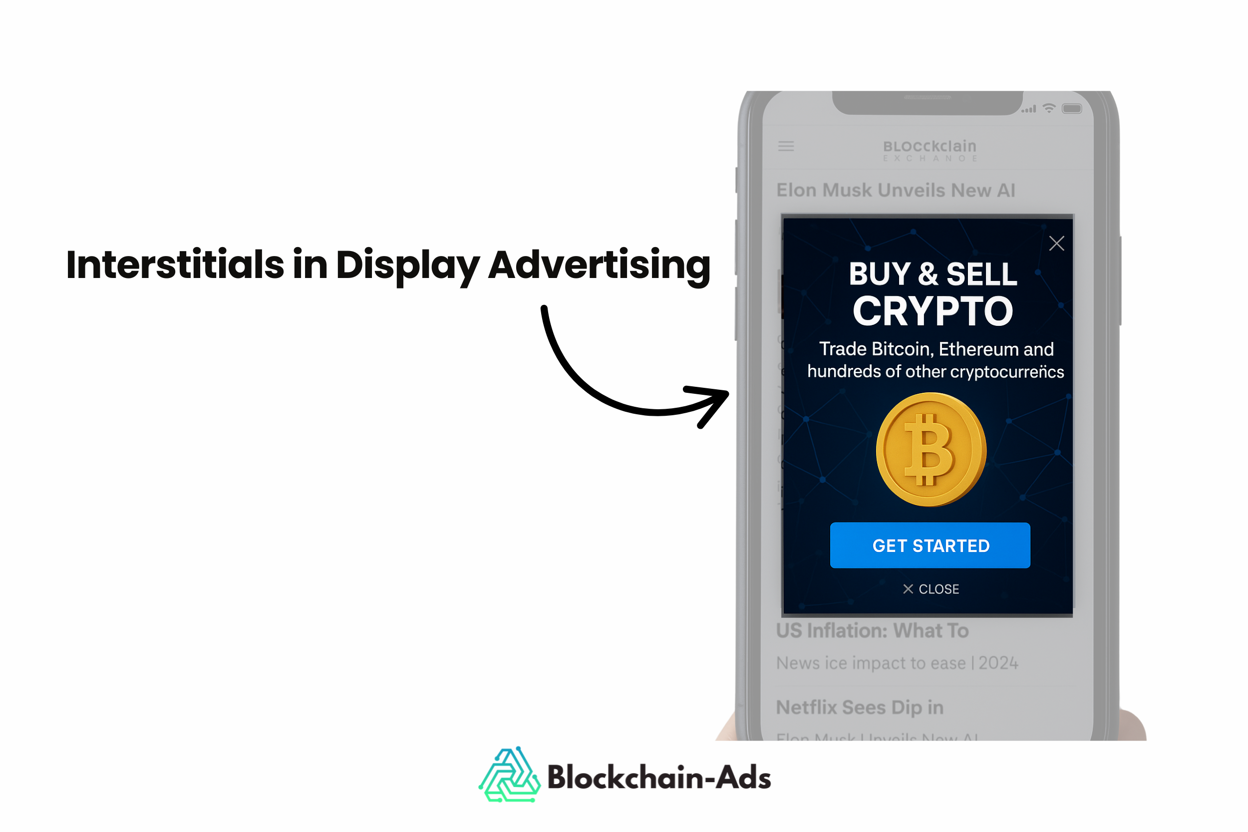 uma ilustração do formato de anúncio intersticial na publicidade display