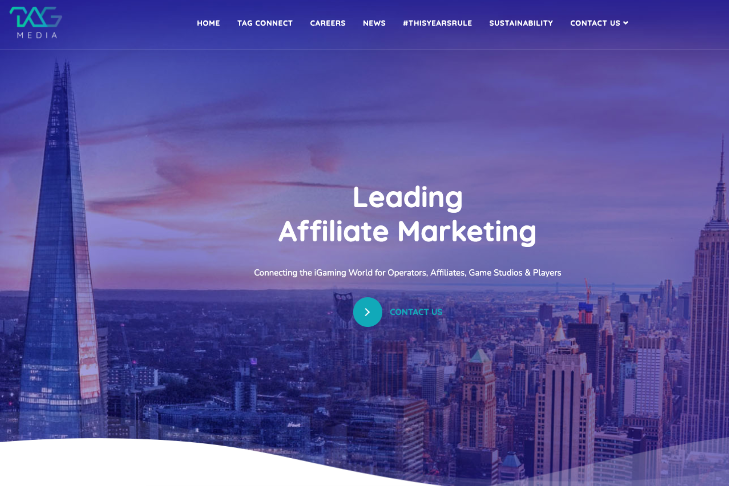 Ein Screenshot der Startseite der TAG Media Limited-Website