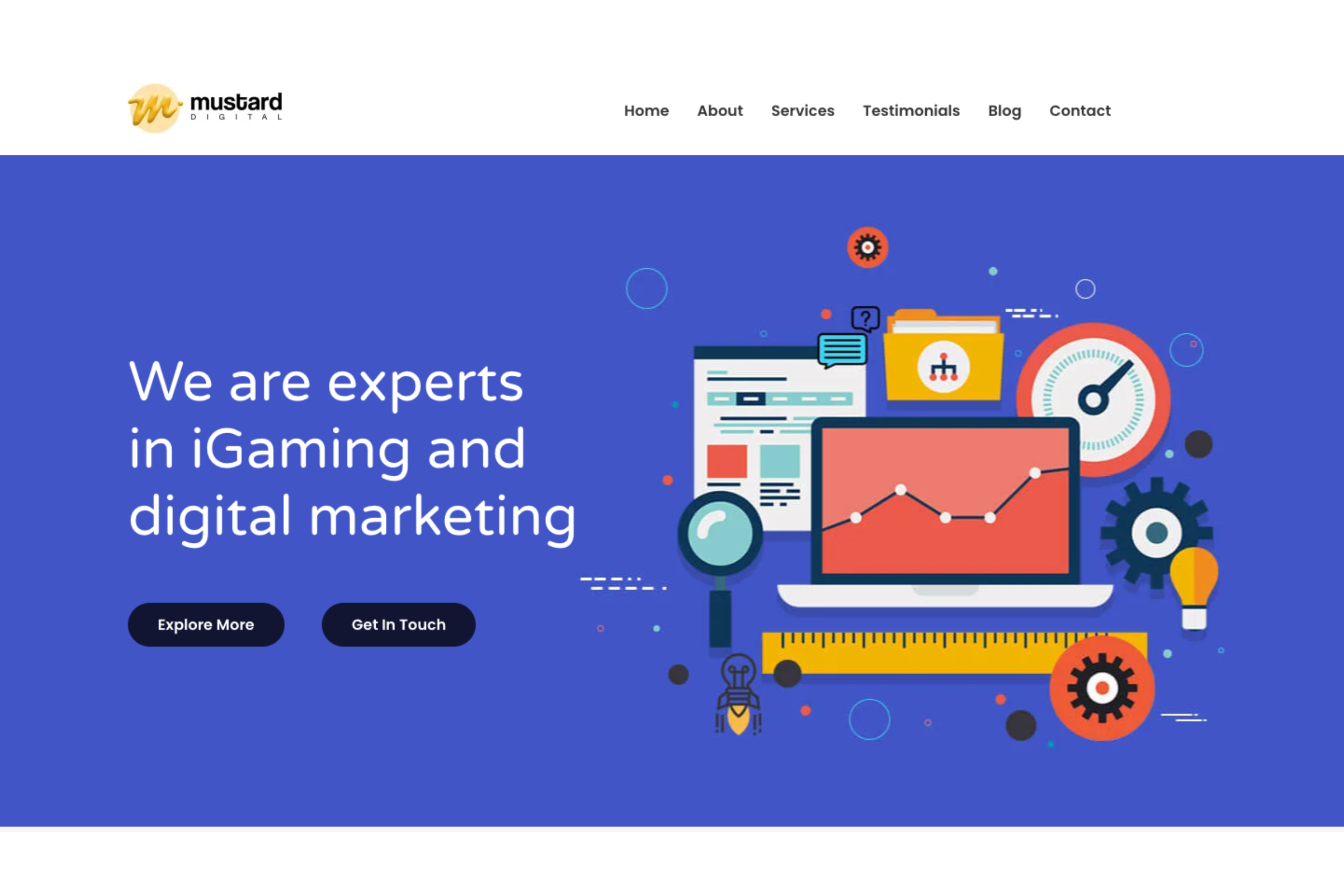 Ein Screenshot der Startseite der Mustard Digital-Website
