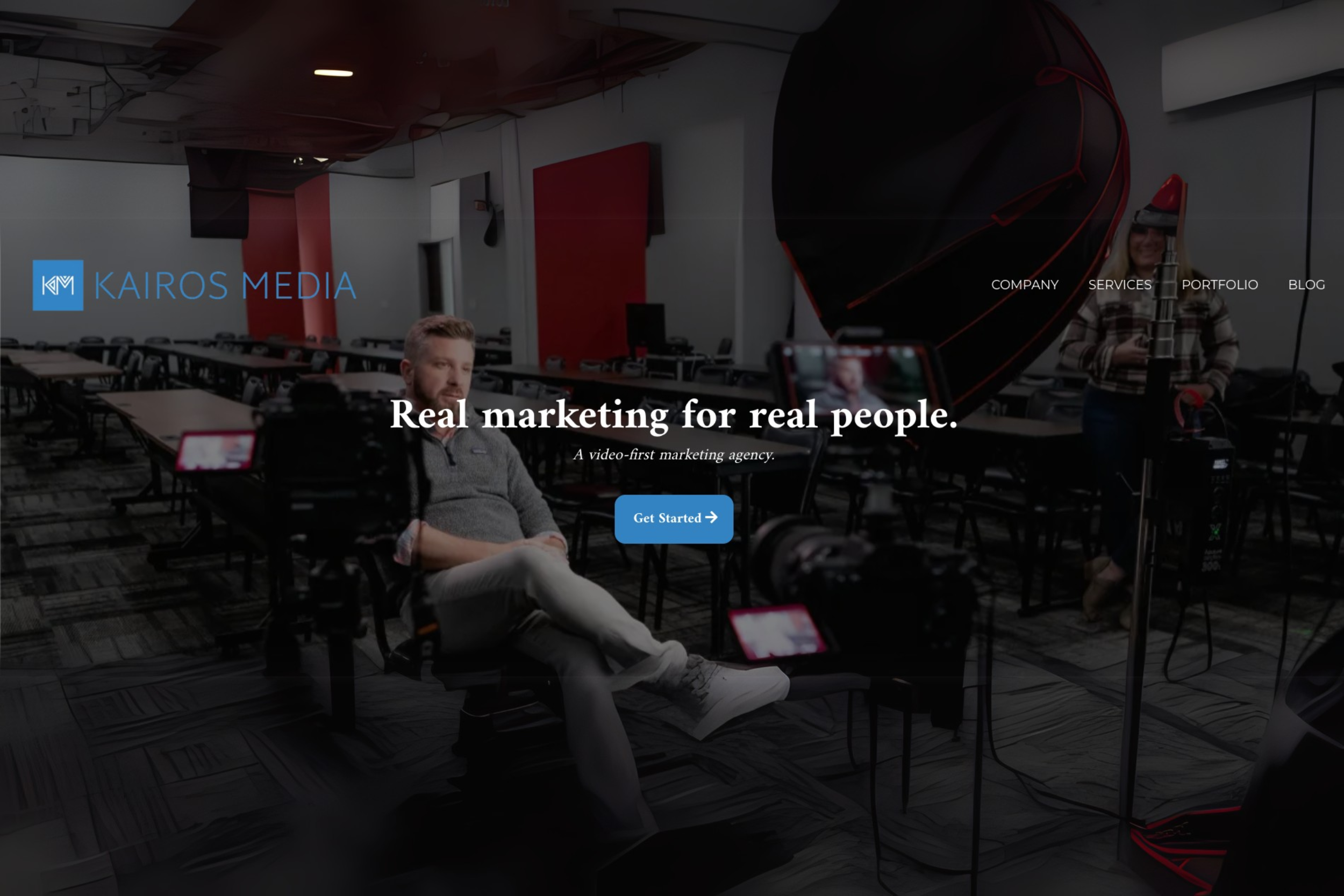Ein Screenshot der Startseite der Kairos Media-Website