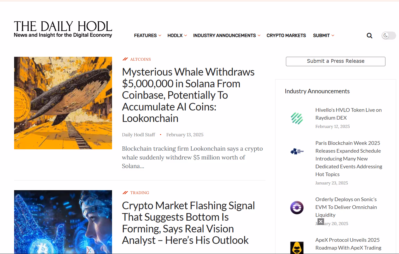 daily hodl - seventh best crypto news website