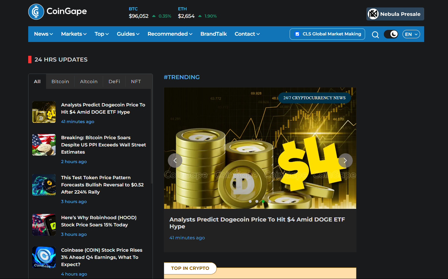 coingape tenth cryptocurrency news website