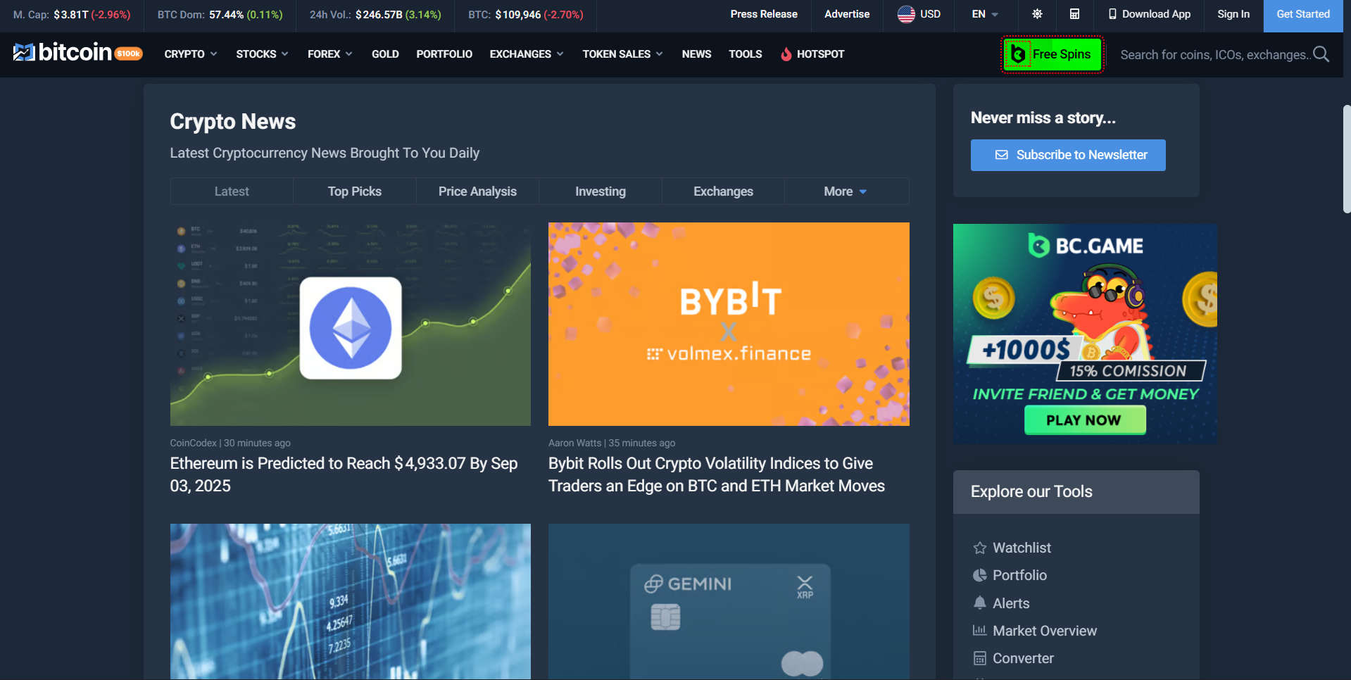 CoinCodex - sixth best site for crypto news