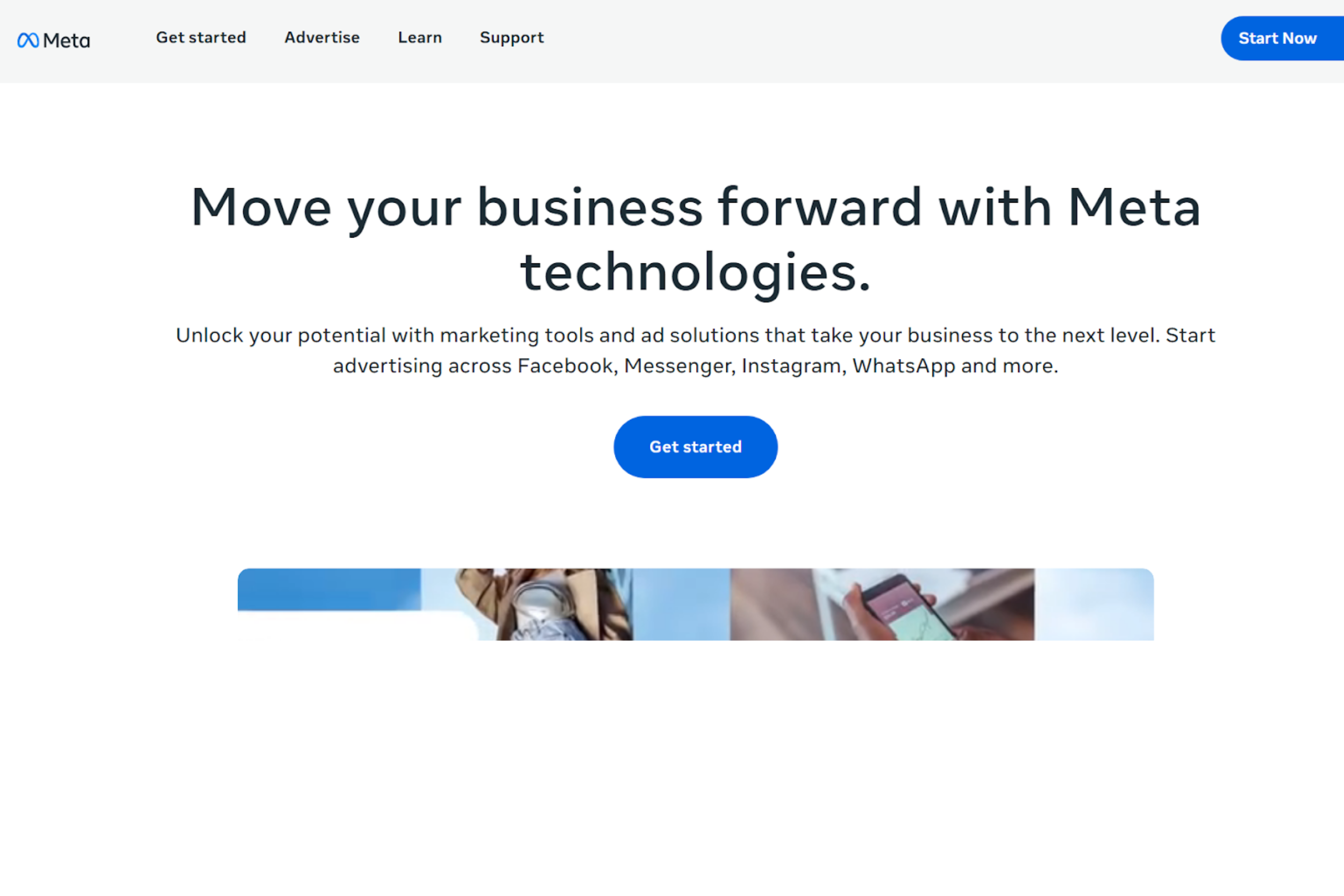 una captura de pantalla de la página principal de meta o facebook ads