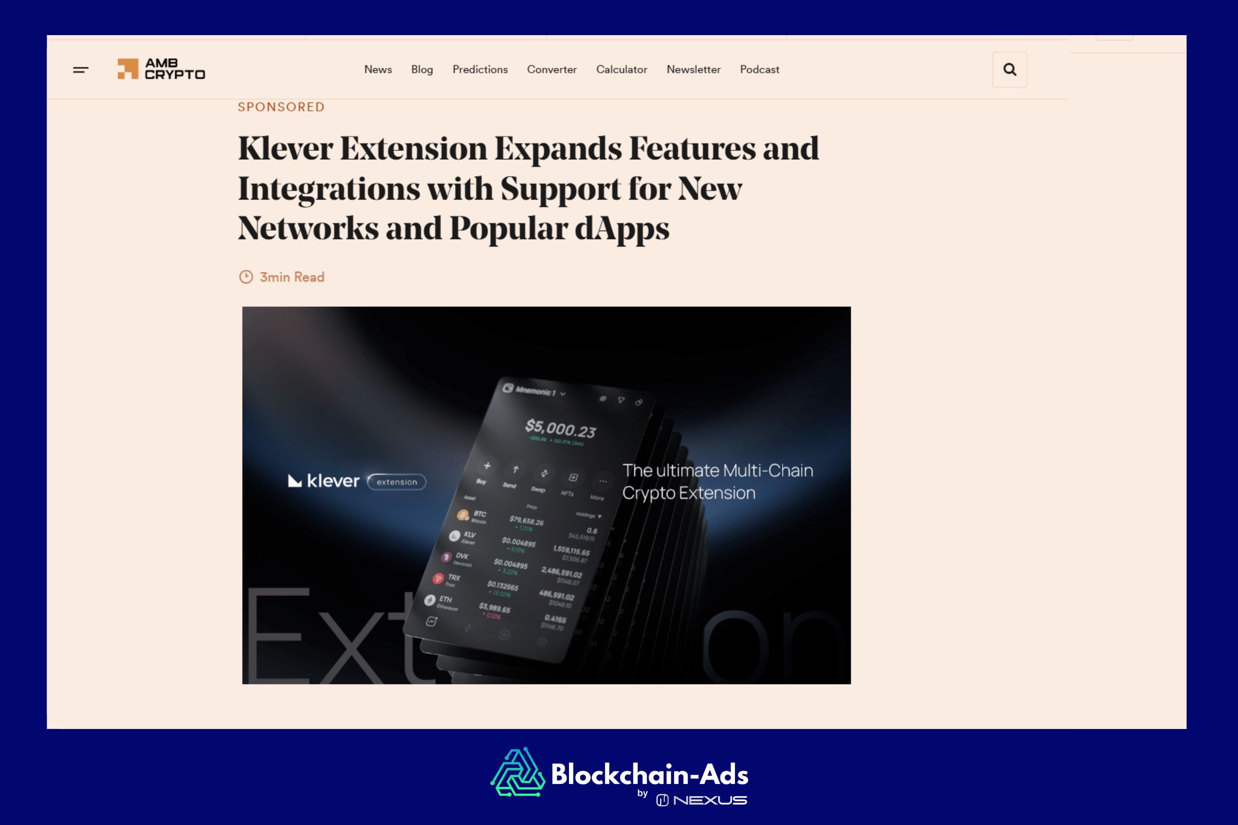 Klever high-resolution image example for crypto press release