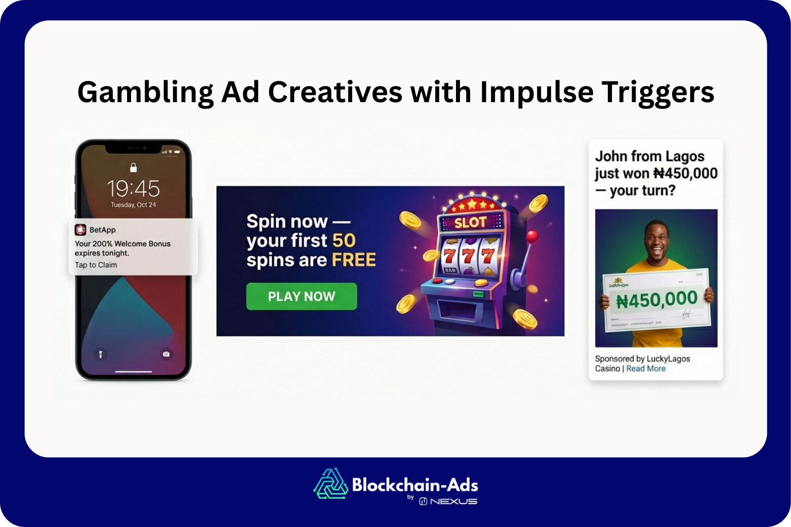 gambling affiliate ad creative with triggers