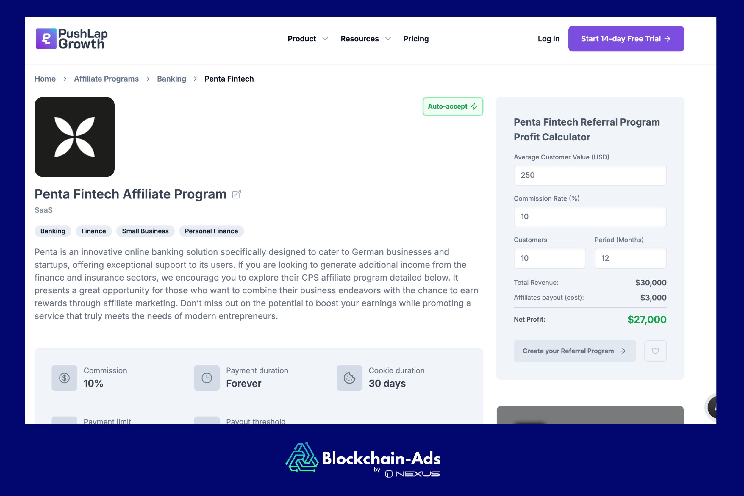 Penta Fintech 제휴 프로그램