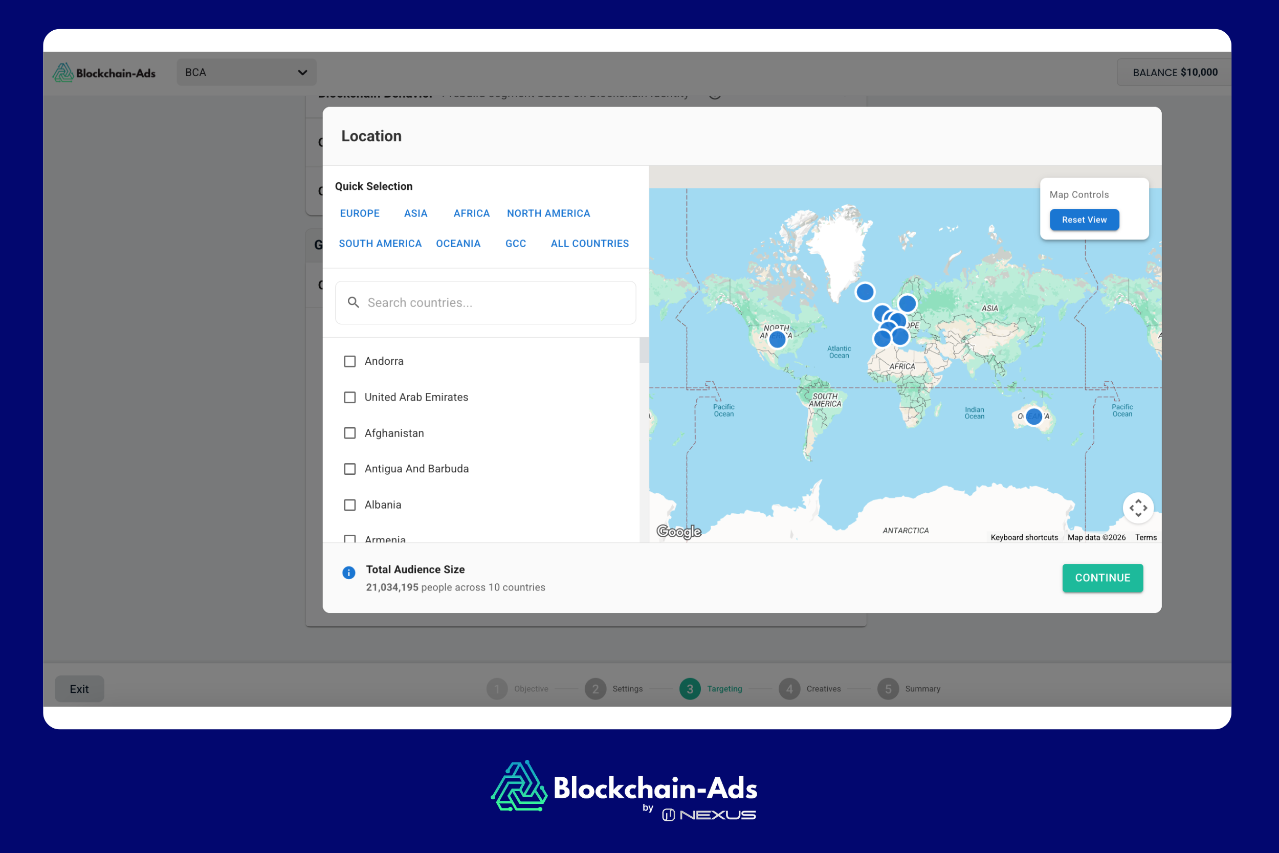 Blockchain-Ads hub geo targeting