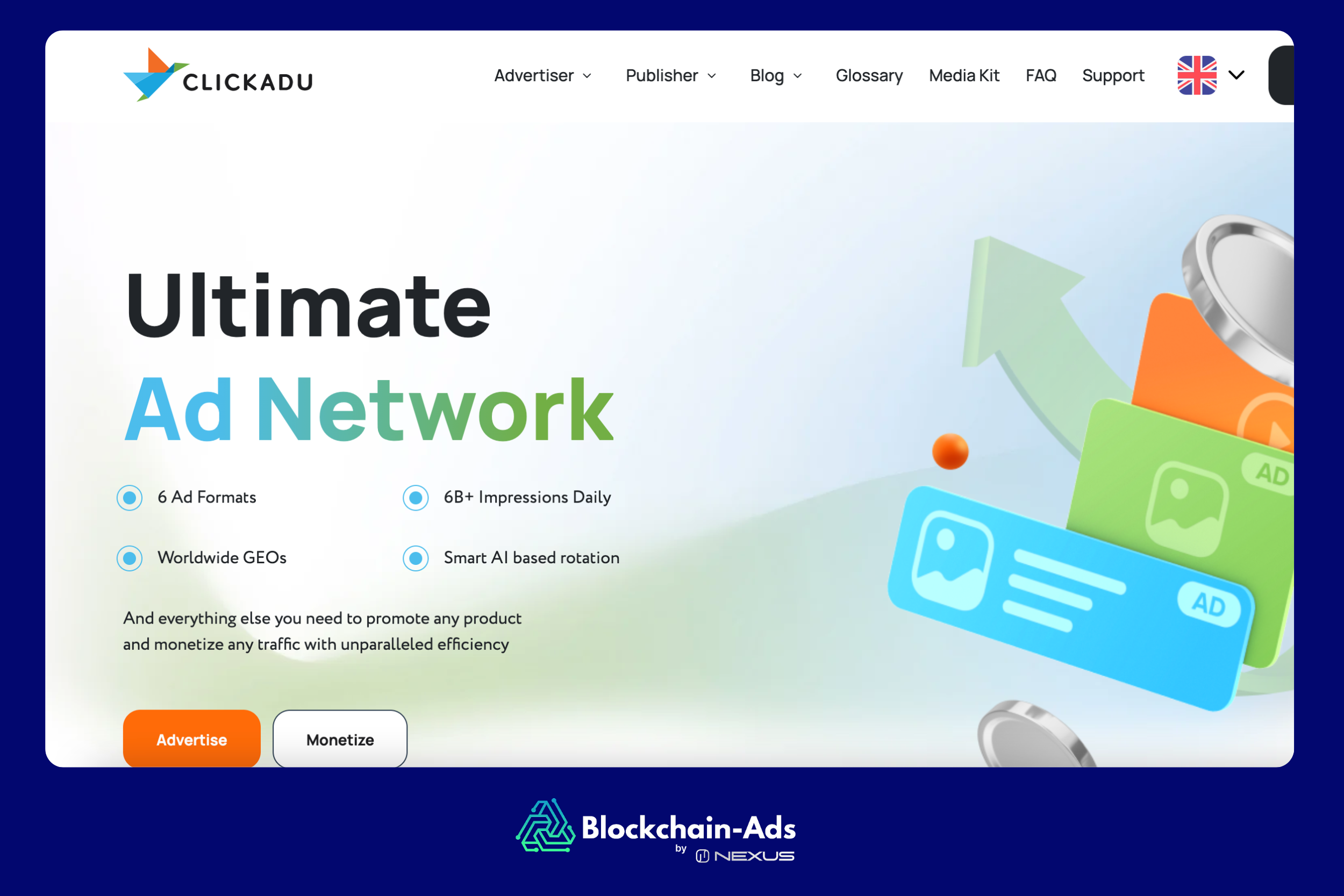 Clickadu homepage