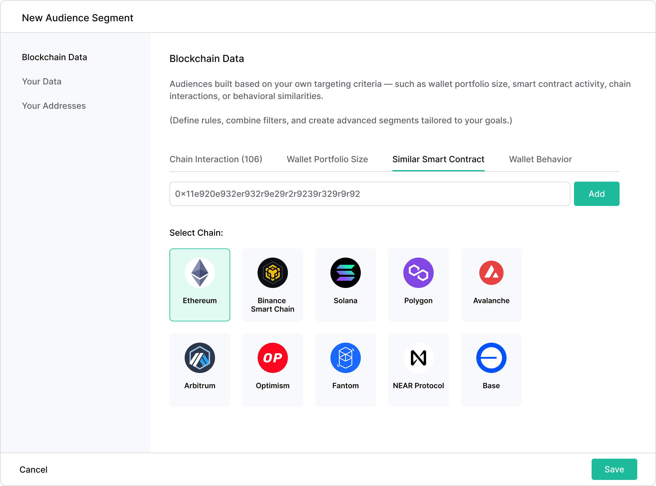 screenshot showing crypto audience targeting on Blockchain-Ads