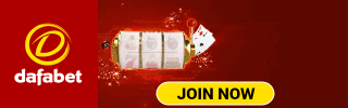 Dafabet: animated iGaming banner, 320×100, a daily schedule gives a repeat-play reason.