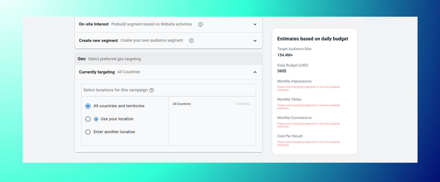 GEO targeting in HUB