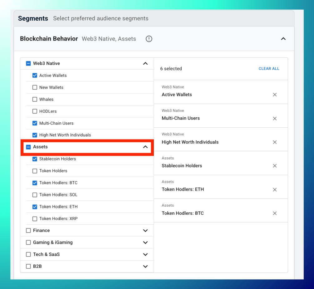 How to Target Crypto Users by Wallet Activity in HUB (step 3)