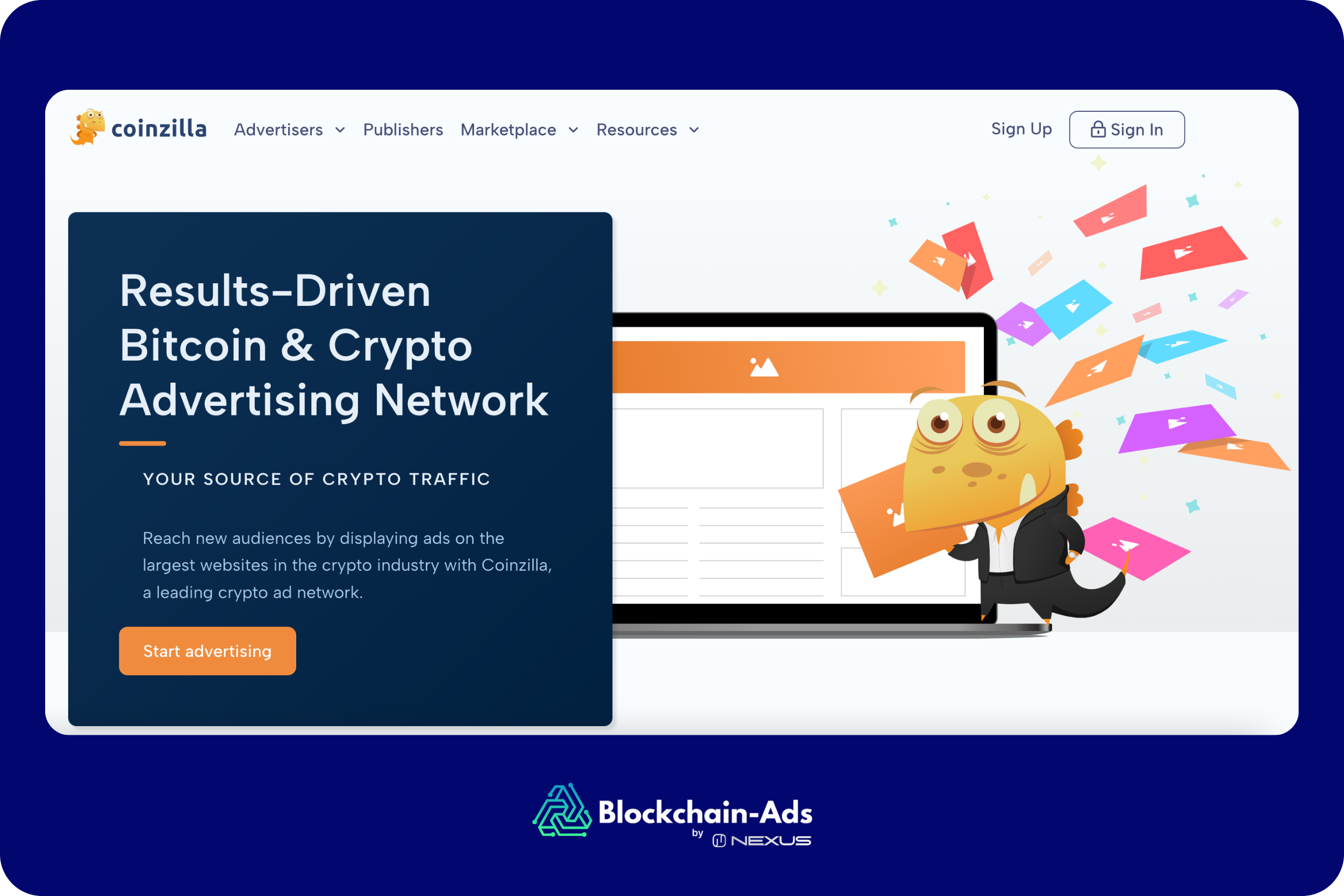 a screenshot from coinzilla home page
