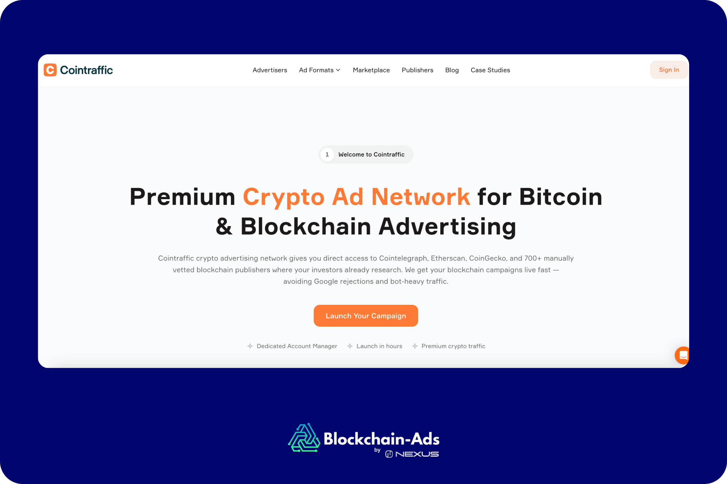 a screenshot from cointraffic home page