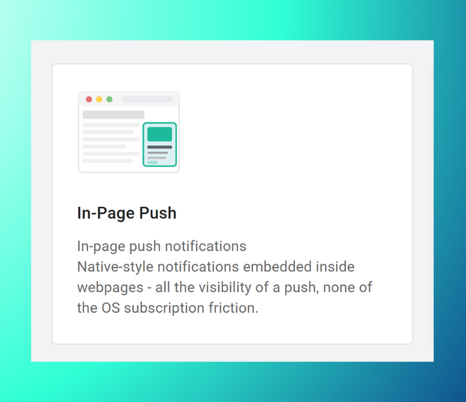 In Page Push channel in HUB