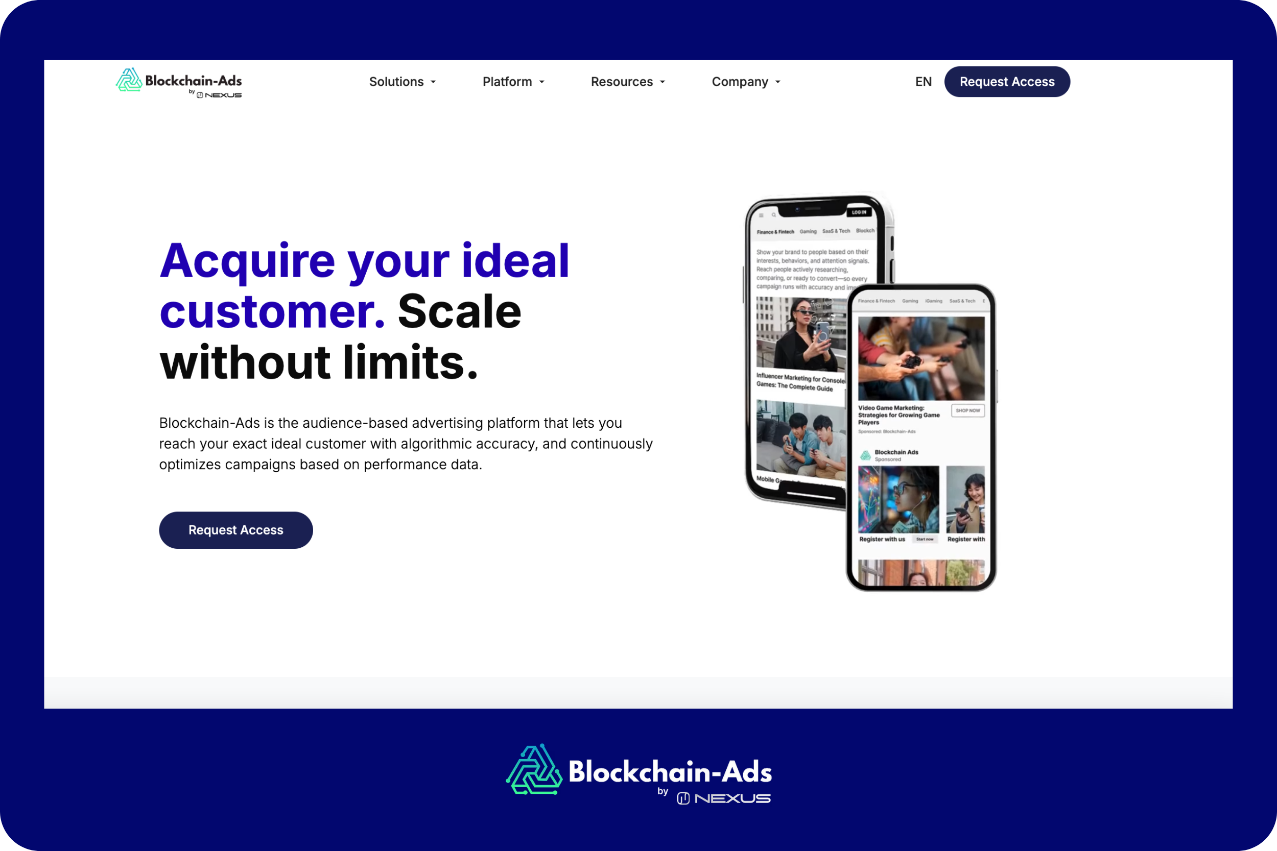 a screenshot from blockchain-ads home page