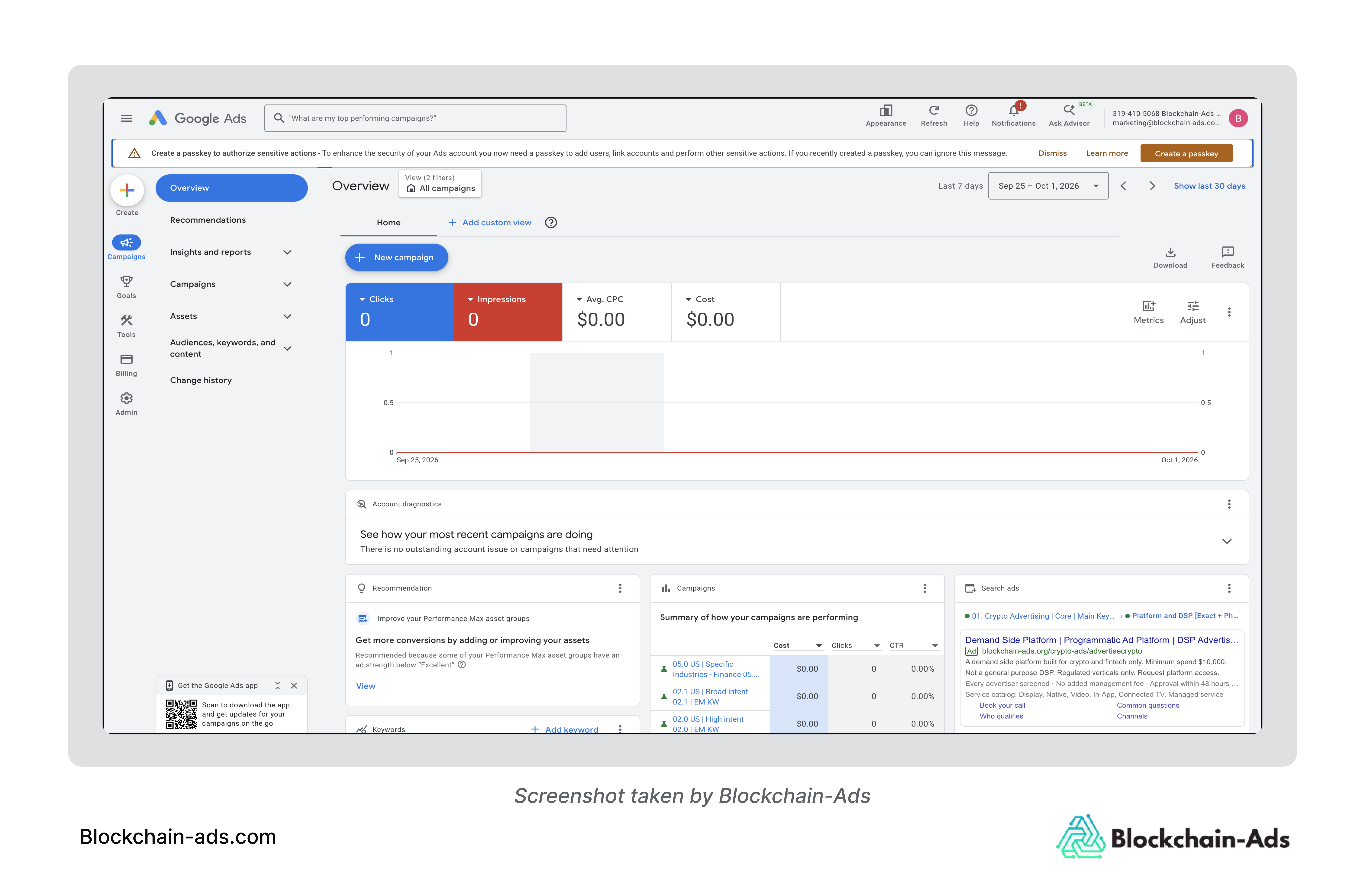 Página de inicio de Google Ads