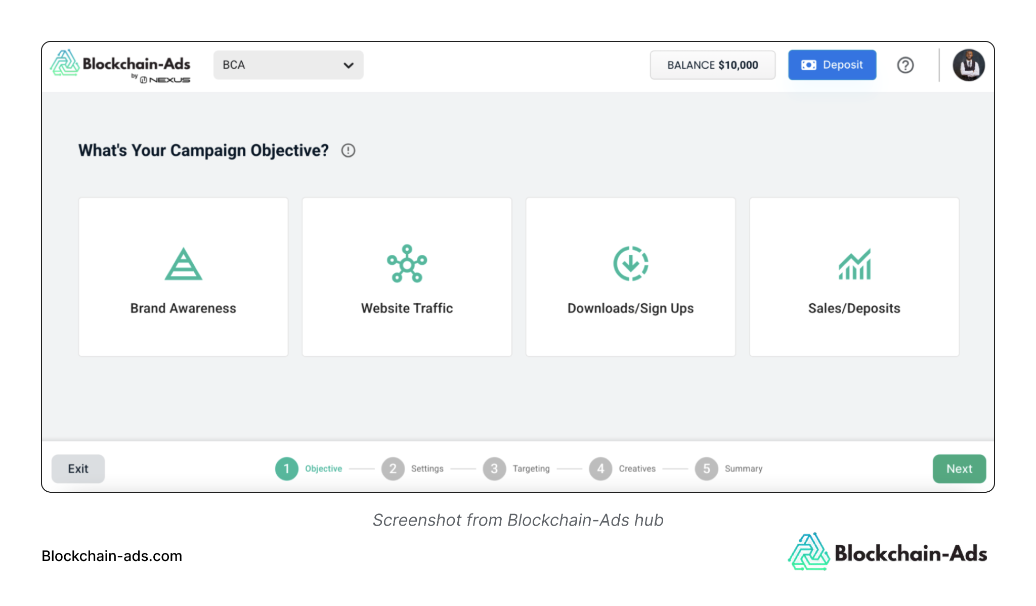 Setting up conversion tracking on the Blockchain-Ads hub