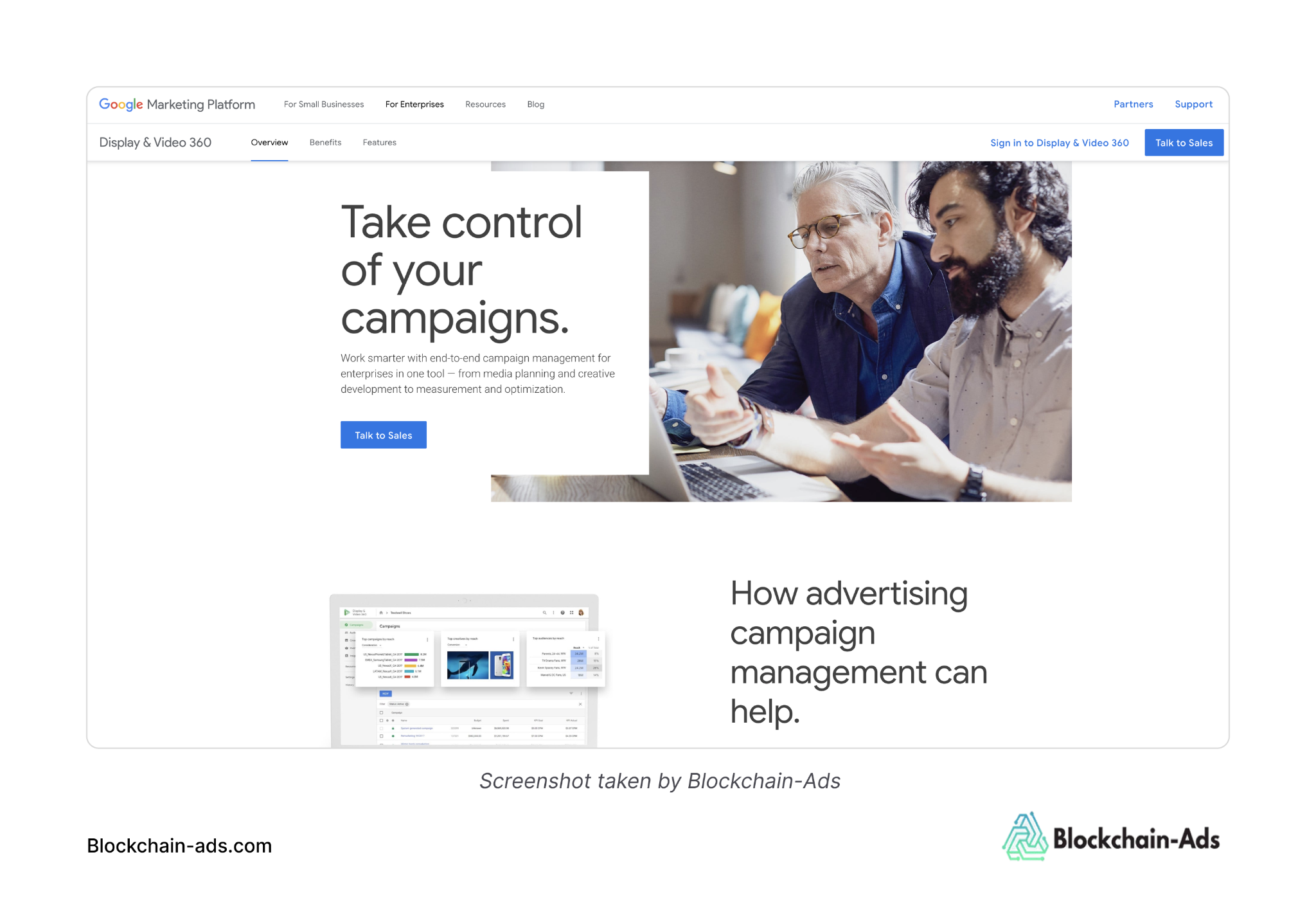 Google DV360 homepage