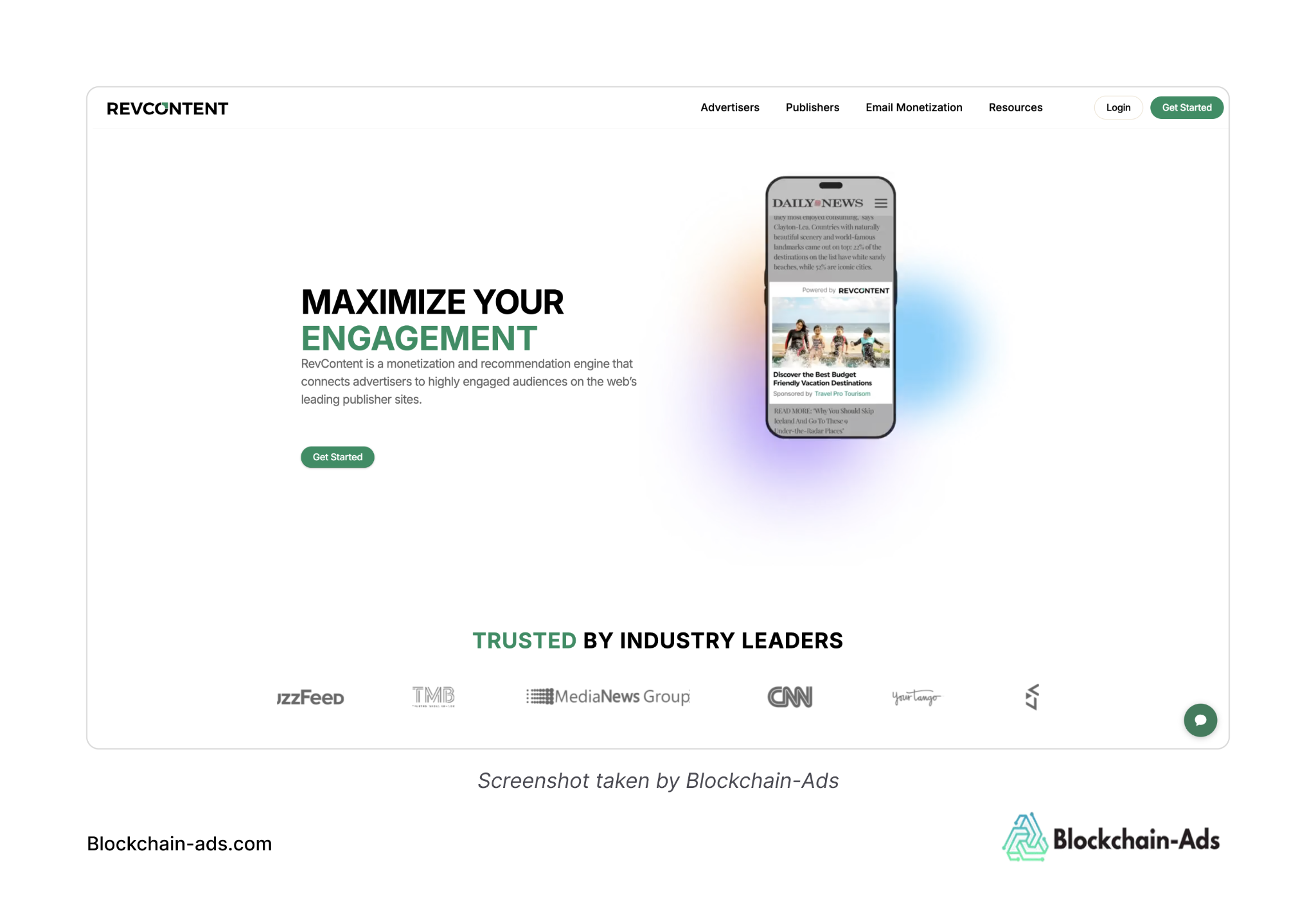 Revcontent homepage screenshot