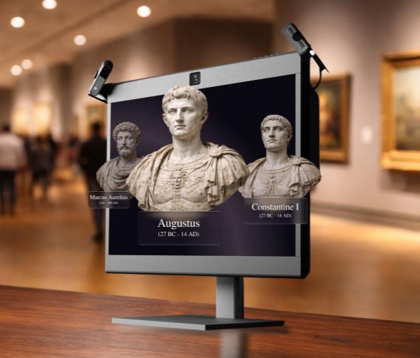 Roman portrait busts presented in interactive glasses-free 3D