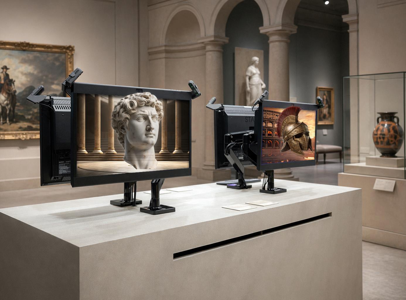 STARKIT SRD displays presenting artefacts in a museum gallery