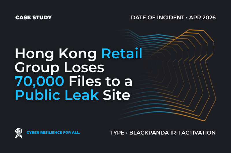 Case study banner: Hong Kong Retail Group Loses 70,000 Files to a Public Leak Site. Type: On-Demand Incident Response.
