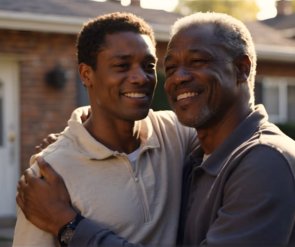 father and son hugging - New Haven estate lawyer concept