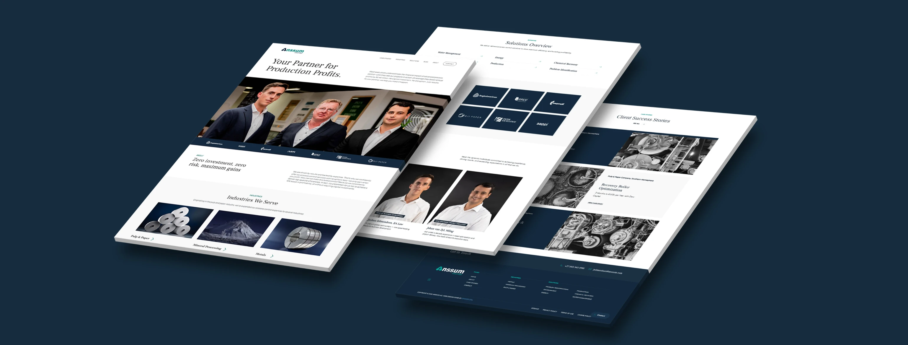 Web design for an engineering company called Anssum.