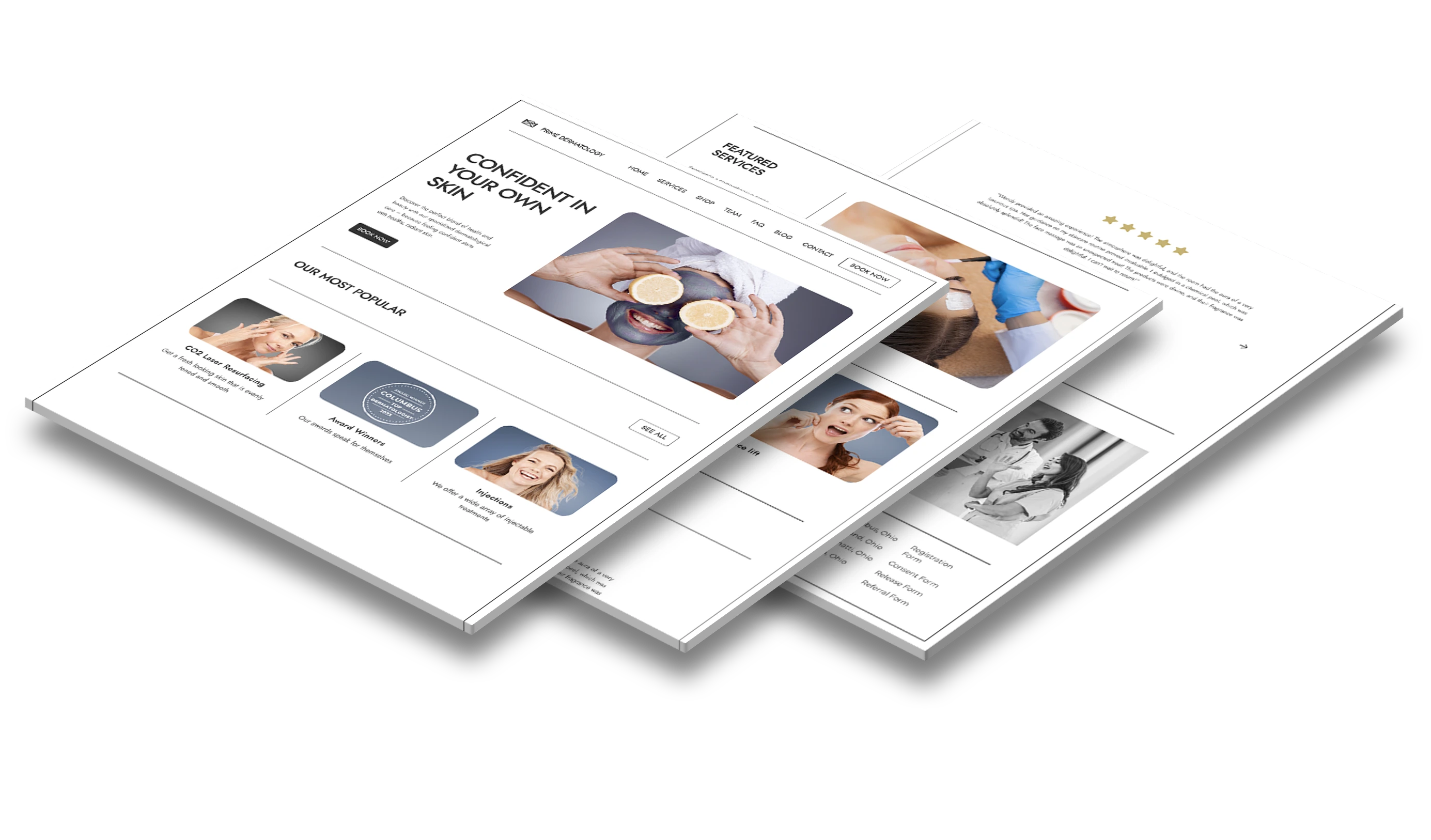 3d screenshots from Prime Dermatology's website.